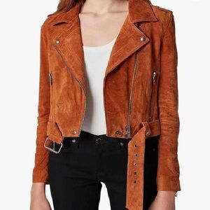BLANKNYC Suede Moto Jacket in Cognac